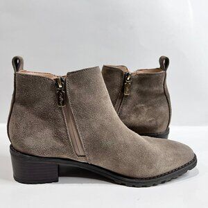 Classic Stylish Staple Women Brown Sanction Waterproof Suede Zip Ankle Boots